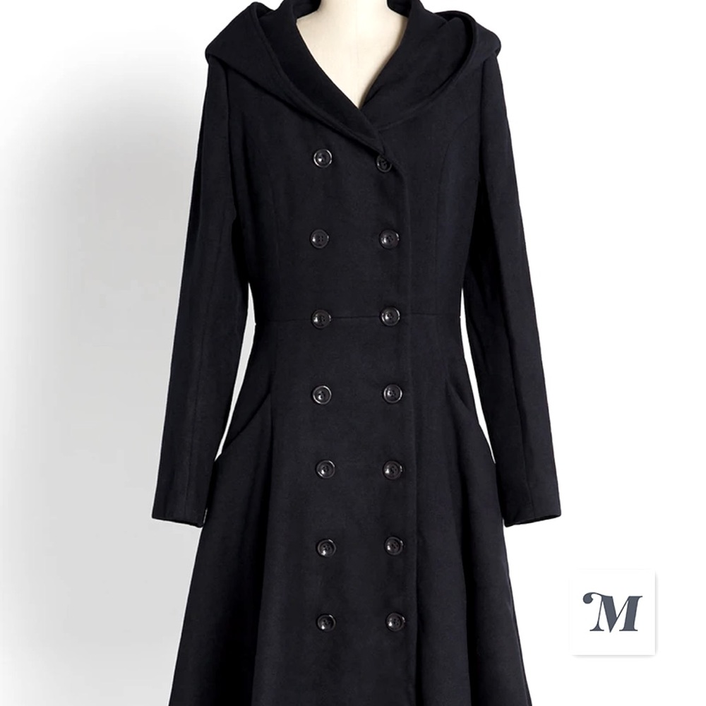 EUC US 14 Collectif Hooded Up Buttoned Down Coat